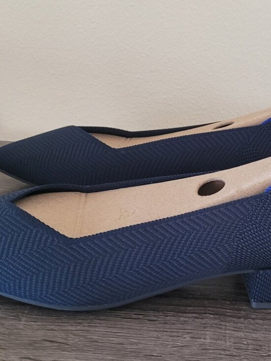 Rothy's Shoes - ROTHY’S The High Point Heeled Shoe | Navy Herringbone NWT size 12.5